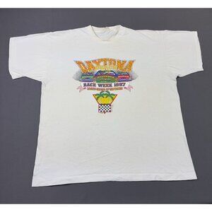 Rare Vintage 90s Daytona Race Week 1997 Car Single Stitch Promo Nascar Art White